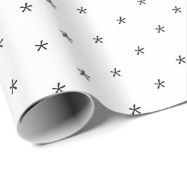 可愛い白黒の雪片パターンホリデー ラッピングペーパー