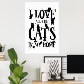 可愛い白黒は家の中の猫が大好き ポスター (ホームオフィス)