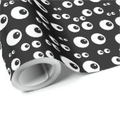 可愛い白黒アイボールラッピング紙 ラッピングペーパー (ロールコーナー)