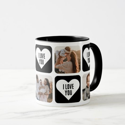 可愛い白黒カスタム写真大好きマグカップ マグカップ (正面右)