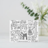 可愛い白黒キティ猫パターン ポストカード (スタンド正面)