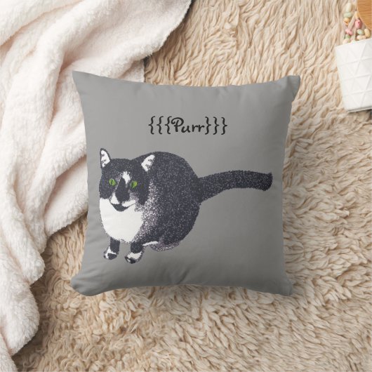 可愛い白黒キャットインポインティリズムパープルピローズ クッション (ブランケット)