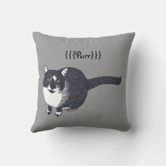 可愛い白黒キャットインポインティリズムパープルピローズ クッション (裏面)