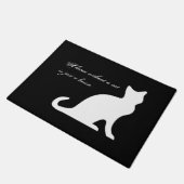 可愛い白黒キャットドアマットと引用文付きおもしろい ドアマット (アングル)