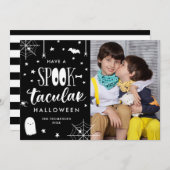 可愛い白黒スプオクタキュラーハロウィンフォト 招待状 (正面/裏面)