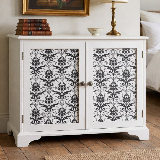 可愛い白黒ダマスク花柄 薄葉紙