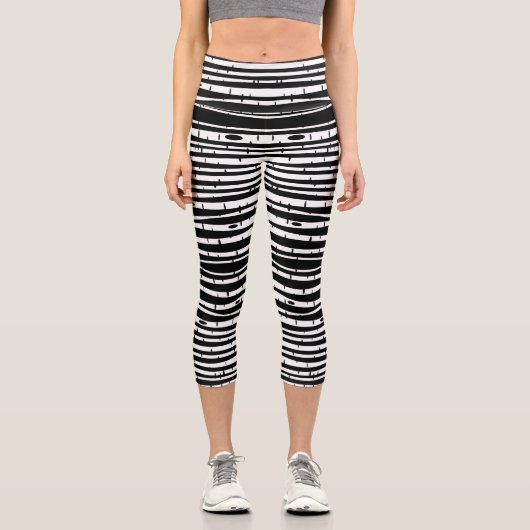 可愛い白黒ツリーパターンのマウスパッドドラムスティック カプリレギンス (正面)