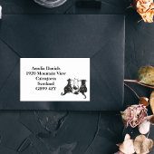 可愛い白黒ネコ差出人住所 長方形シール