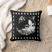 可愛い白黒ネコ枕 クッション (ブランケット)