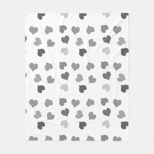 可愛い白黒ハート フリースブランケット (正面)
