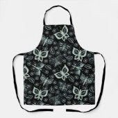 可愛い白黒バタフライ柄エプロン エプロン (正面)