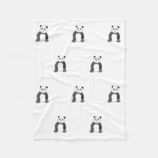 可愛い白黒パンダのスケッチ フリースブランケット