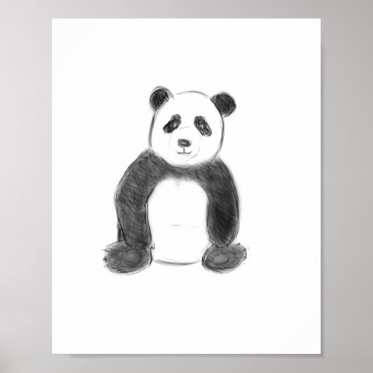可愛い白黒パンダのスケッチ ポスター (正面)
