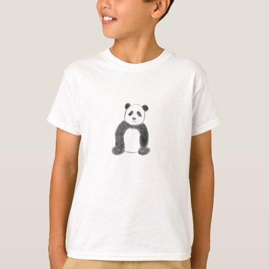 可愛い白黒パンダのスケッチ Tシャツ (正面)