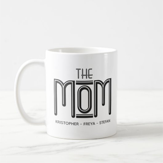可愛い白黒パーソナライズされたタイプmom mug コーヒーマグカップ (左)