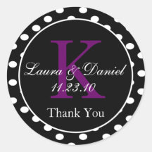 可愛い白黒パープル水玉模様モノグラムの好意