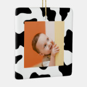 可愛い白黒ファーム動物の牛のプリント写真 セラミックオーナメント (右)