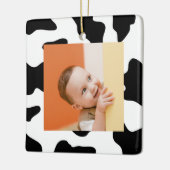 可愛い白黒ファーム動物の牛のプリント写真 セラミックオーナメント (左)