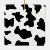 可愛い白黒ファーム動物の牛のプリント写真 セラミックオーナメント (裏面)