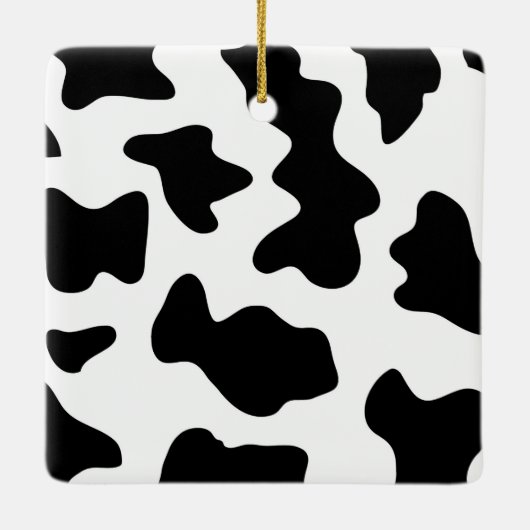 可愛い白黒ファーム動物の牛のプリント写真 セラミックオーナメント (裏面)