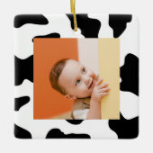 可愛い白黒ファーム動物の牛のプリント写真 セラミックオーナメント (正面)