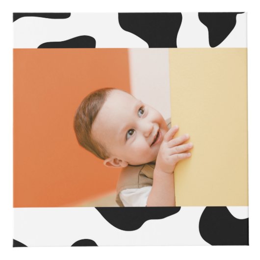 可愛い白黒ファーム動物の牛のプリント写真 フォトキューブ (正面)