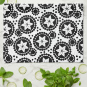 可愛い白黒フラワータオル キッチンタオル (折り畳み)