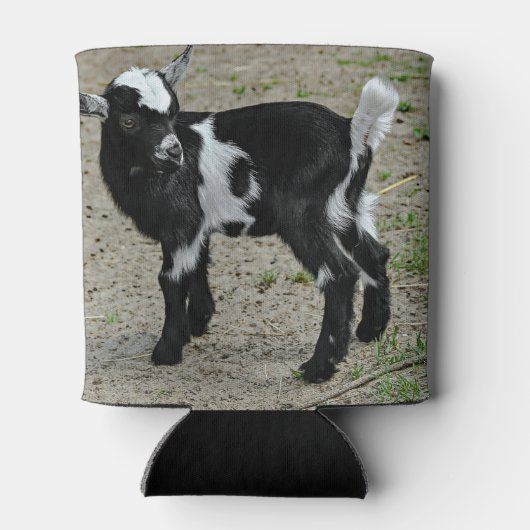 可愛い白黒ベビーヤギ写真 缶クーラー (裏面)