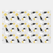 可愛い白黒マウスラットスイスチーズ ラッピングペーパーシート (正面)