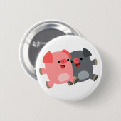可愛い白黒マンガ豚ボタンバッジ 缶バッジ (正面&裏面)