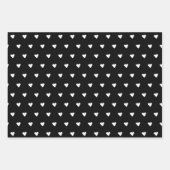 可愛い白黒ミニマルハート ラッピングペーパーシート (正面)