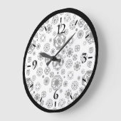 可愛い白黒唐草模様 ラージ壁時計 (傾斜)