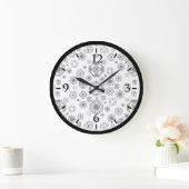 可愛い白黒唐草模様 ラージ壁時計 (ホーム)