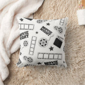 可愛い白黒映画タイル模様デカール クッション (ブランケット)