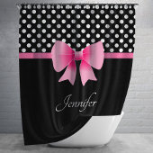 可愛い白黒水玉模様 シャワーカーテン