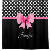 可愛い白黒水玉模様 シャワーカーテン (正面)