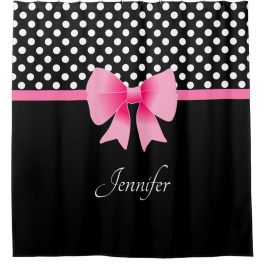 可愛い白黒水玉模様 シャワーカーテン (正面)