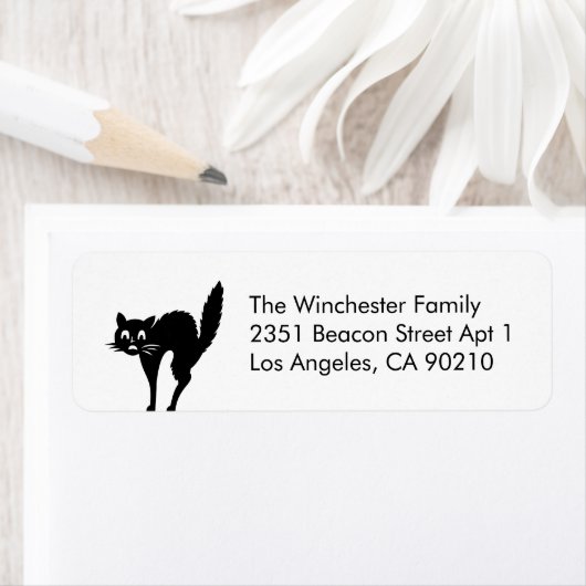 可愛い白黒猫ハロウィンのアドおもしろいレス ラベル (インサイチュ)