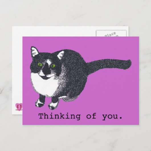 可愛い白黒猫inポインティリスムポストカード ポストカード (正面/裏面)