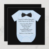 可愛い白黒男の赤ちゃんシャワー 招待状 (正面/裏面)