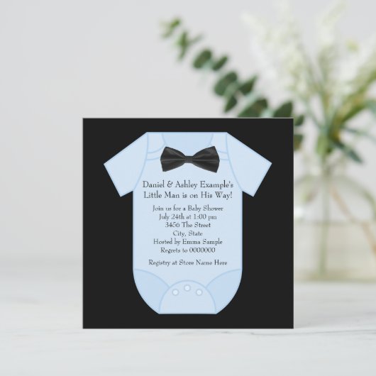 可愛い白黒男の赤ちゃんシャワー 招待状 (スタンド正面)