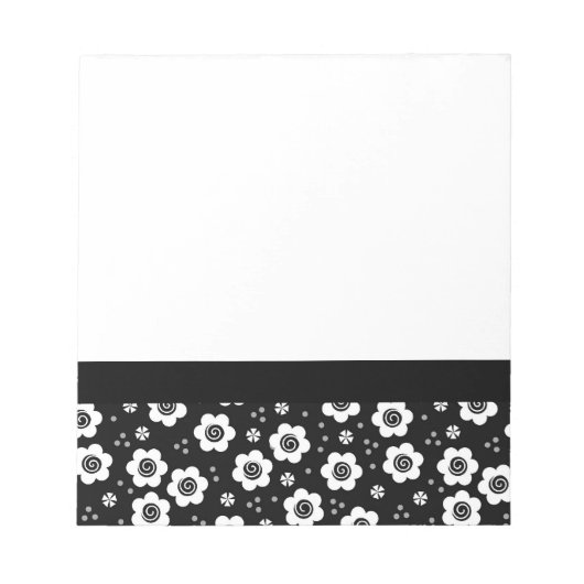 可愛い白黒花手帳 ノートパッド (正面)