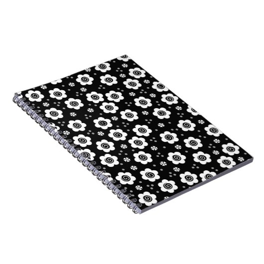 可愛い白黒花手帳 ノートブック (右側)