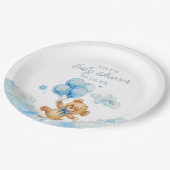 可愛い真珠の待ちブルーボーイベビーシャワー ペーパープレート (アングル)