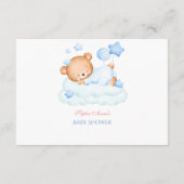 可愛い眠いテディベアオンクラウドボーイオムツラッフル エンクロージャーカード (裏面)