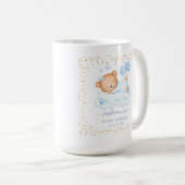 可愛い眠いテディベアバルーン男の子ベイビーシャワー コーヒーマグカップ (正面右)