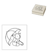 可愛い眠い小さなキツネアンブレラカラーミー ラバースタンプ (押印)