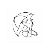 可愛い眠い小さなキツネアンブレラカラーミー ラバースタンプ (インプリント)