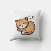可愛い眠るオレンジのタビー猫ピロー クッション (裏面)
