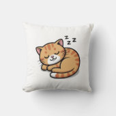 可愛い眠るオレンジのタビー猫ピロー クッション (正面)